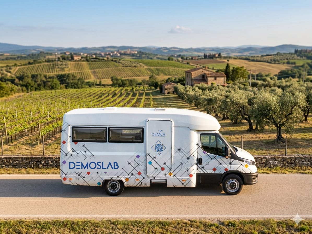 Il veicolo DEMOS Lab mobile in viaggio sul territorio