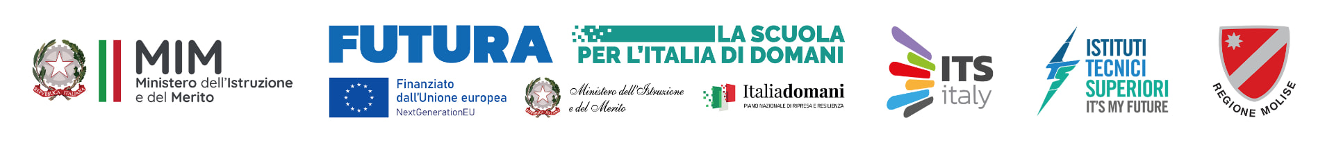 Ministero dell'Istruzione e del Merito · Futura, finanziato dall'Unione europea — NextGenerationEU · La Scuola per l'Italia di Domani · Italia domani · ITS Italy · Istituti Tecnici Superiori · Regione Molise