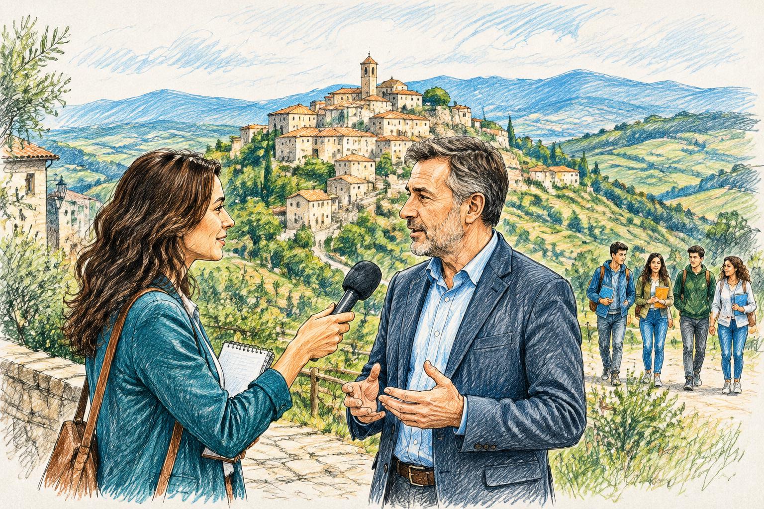Illustrazione sketch colorata: intervista sulla formazione e sul territorio molisano